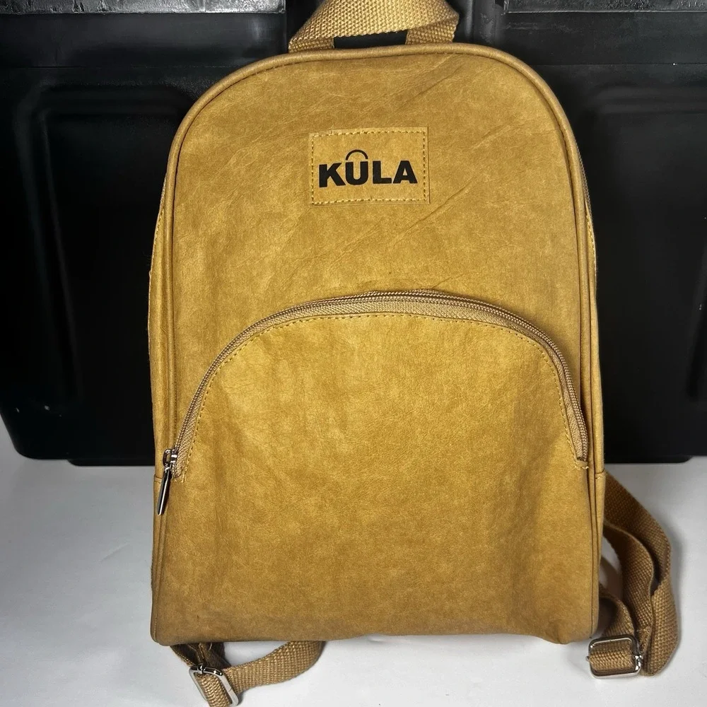 Backpack Purse Bag Tan‎ 100% Vegan Eco Friendly Sustainable Tear/water Resistant